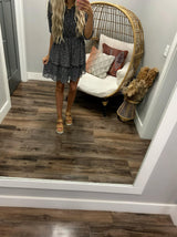 BLACK DITSY FLORAL TIERED DRESS