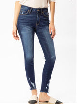 MID RISE DISTRESSED BOTTOM JEANS