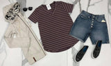 PLUM STRIPE SHORT SLEEVE TEE