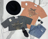 CLAY WASHED COW HEAD LEOPARD TEE