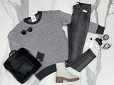 CHARCOAL TWO TONE KNIT SWEATER