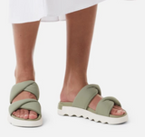 SOREL VIBE TWIST SLIDE SANDAL SAFARI GREEN