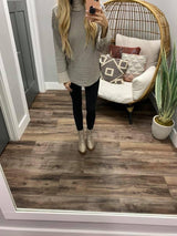 FUNNEL NECK STRIPE SWEATER TOP