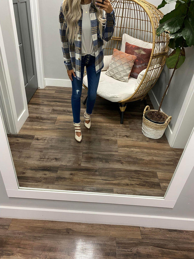 SCOTTIE BLUE CREAM AND TAUPE FLANNEL