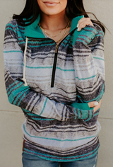 SERAPE TURQUOISE HALF ZIP HOODIE