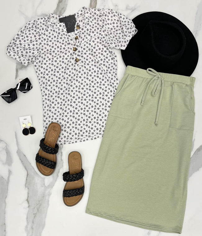 SAGE DRAWSTRING SKIRT