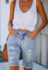 LIGHT WASH HIGH BERMUDA SHORT