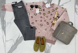 BLUSH LEOPARD ANIMAL CREW SWEATER