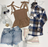 SCOTTIE BLUE CREAM AND TAUPE FLANNEL