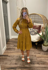 CAMEL EMBROIDERED DRESS