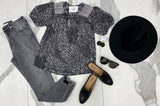 BLACK FLORAL STITCH BLOUSE