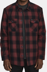 MENS RVCA RED QUILTED LINED FLANNEL