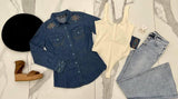 WRANGLER EMBROIDERED DENIM TOP