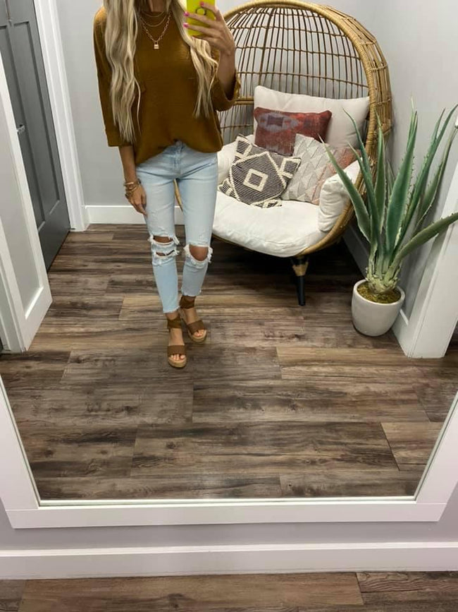 CAMEL POCKET KNIT SWEATER TOP