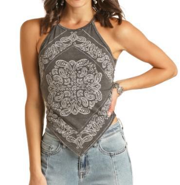 BLACK WASH BANDANA TANK