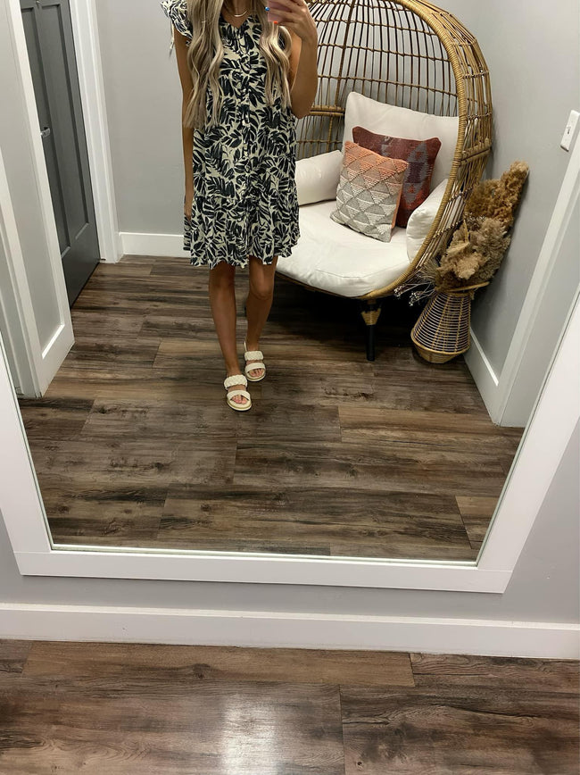 FLORAL LEAF PRINT DRESS
