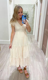 CREAM LACE LAYERED DRESS