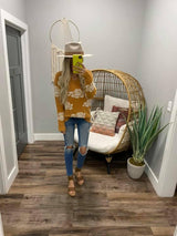 MUSTARD FLORAL SWEATER TOP