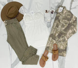 OFF WHITE RIBBED CAP SLEEVE PADDED TANK