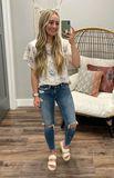 CHLOE IVORY AND BLUE FLORAL BLOUSE
