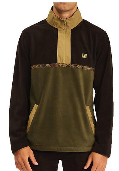 MENS BILLABONG BLACK OLIVE CAMO BOUNDRY MOCK FLEECE