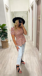 PERSIAN SMOCKED FLORAL TOP