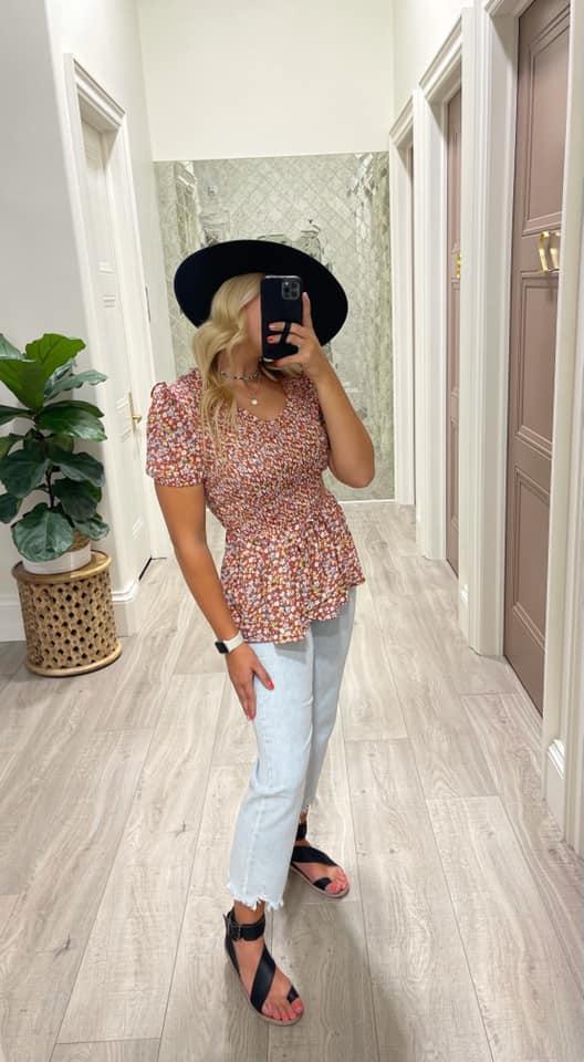 PERSIAN SMOCKED FLORAL TOP