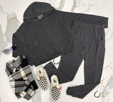 BLACK WASHED RIBBED HOODED TOP