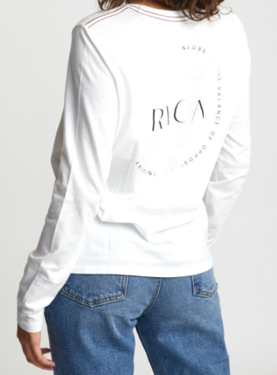 IVORY RVCA ENCIRCLED LONG SLEEVE TEE