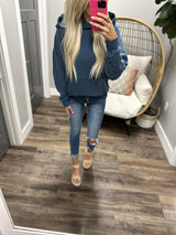 TEAL MINERAL WASH KANGAROO POCKET HOODIE