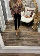 TAUPE FLORAL SMOCK BLOUSE