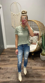 SAGE SWISS DOT BLOUSE
