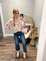 BLUSH FORAL BUTTON SPRING BLOUSE