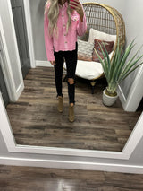 PINK WASHED BUTTON UP SHACKET