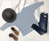 DUSTY BLUE STRIPE TOP