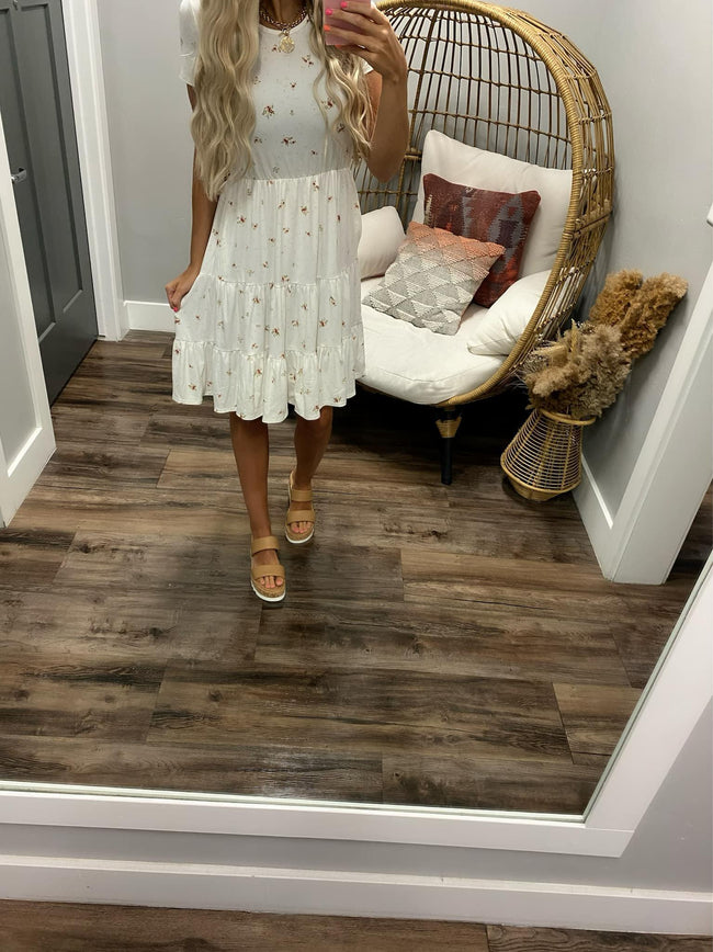 IVORY DITSY FLORAL BUTTER SOFT DRESS