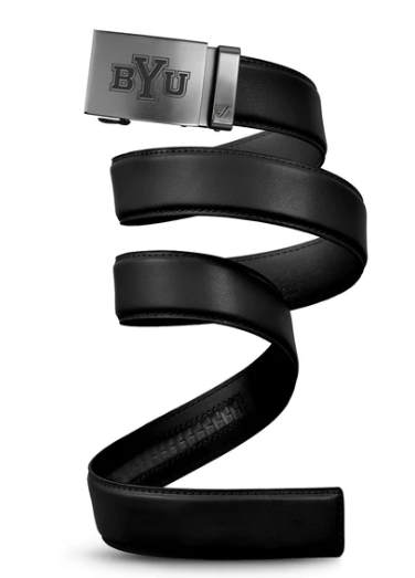 MENS MISSION BYU BLACK GUN METAL BELT