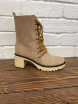 TAUPE LACE UP BOOTIE