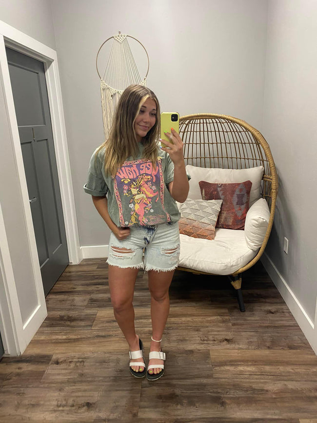 SAGE WASHED YEE HAW GRAPHIC TEE