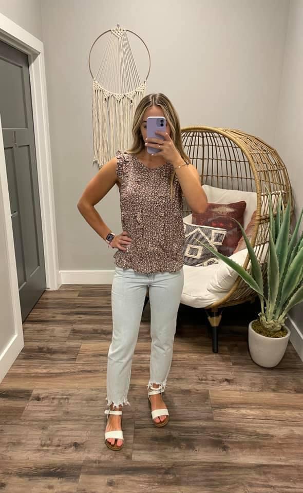 PLUM FRILLED FLORAL BLOUSE