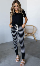 BLACK AND WHITE STRIPE NEW AND IMPROVED JOGGERS