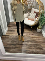 TAUPE TWO TONE KNIT SWEATER