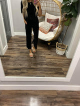 BLACK RIBBED VELOUR CORDED SET