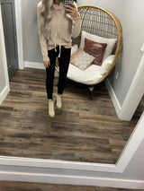 CORA OATMEAL CHENILLE SEAM HOODED TOP