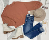 FADED RUST SEAM SWEATER