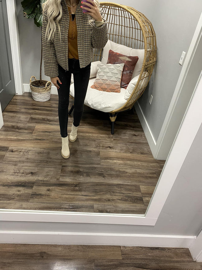 RVCA EZZEH PUFFER PLAID COAT