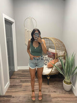EUCALYPTUS RIBBED V-NECK TANK