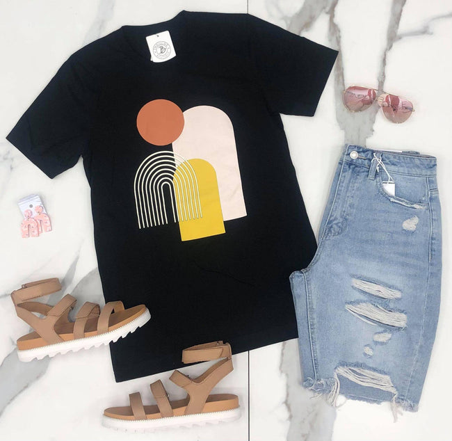 BLACK BOHO TEE