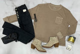 TAUPE WASHED RVCA LONG SLEEVE TEE