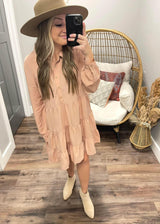 BLUSH TIERED SHIRT DRESS